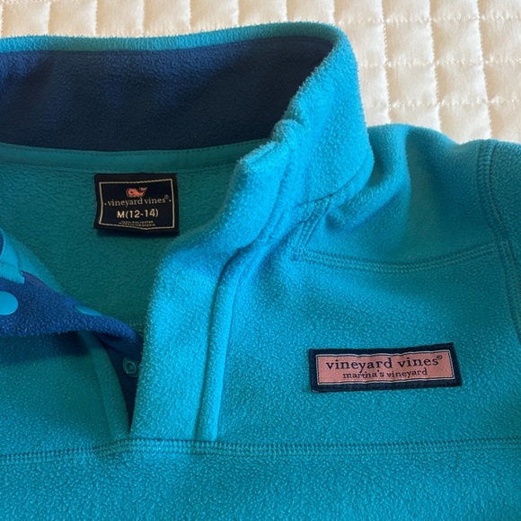 Vineyard Vines Kids Turquoise Fleece Pullover - Picture 1 of 6